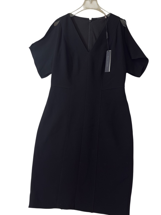 ELIE TAHARI 'Lourdes'~Black Crepe V-Neck Cold Shoulder Party Dress size 6 NEW - Picture 1 of 13